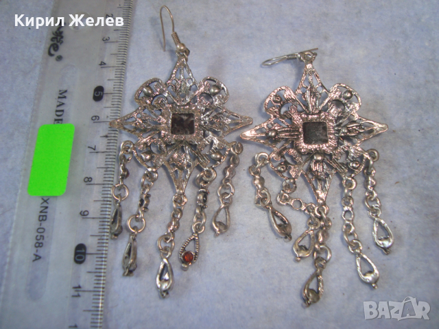 ПРЕКРАСНИ ПОСРЕБРЕНИ РЕТРО - ВИНТИДЖ БЕЛ ЕПОК СТИЛ СКЪПОЦЕННИ КРИСТАЛНИ ОБЕЦИ 14166, снимка 5 - Обеци - 36524967