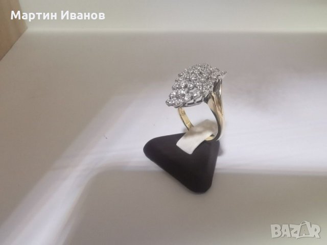 Златен пръстен с диаманти , снимка 8 - Пръстени - 28955934