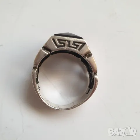 Мъжки сребърен пръстен с оникс, снимка 2 - Пръстени - 49239184