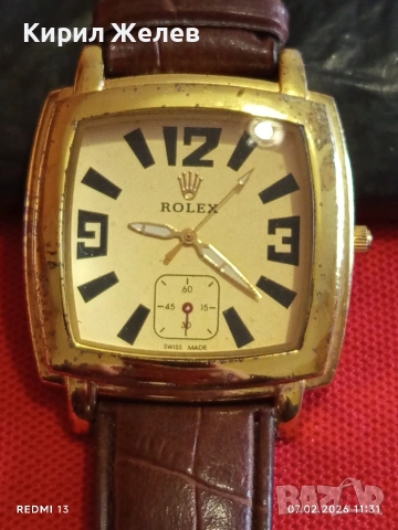 Красив стилен мъжки часовник ROLEX SWISS MADE QUARTZ с кожена каишка 38134, снимка 3 - Мъжки - 53390362