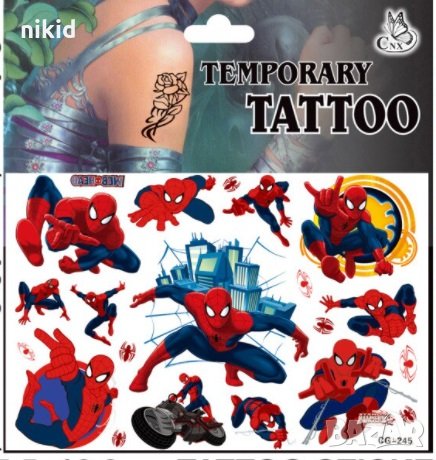Spiderman Спайдърмен Спайдермен Tattoo татос татуировка временна детска, снимка 1 - Други - 21655507