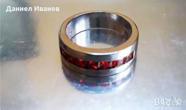 Сребърен пръстен с печат и камъни Сваровски Нов, снимка 4 - Пръстени - 28644454