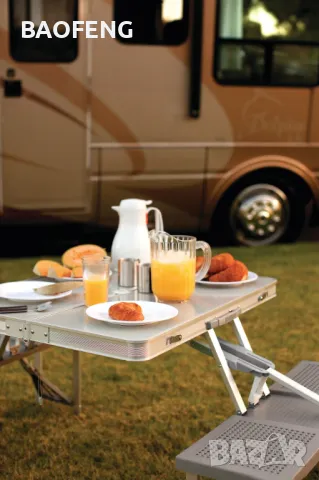 Нови от ВНОСИТЕЛ Алуминиева сгъваема маса с 4 стола за пикник ,85x67x67 см тип куфар., снимка 1