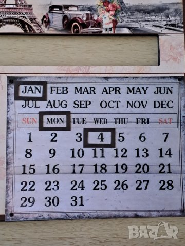 Стенен календар с часовник и снимка, снимка 2 - Декорация за дома - 43550653