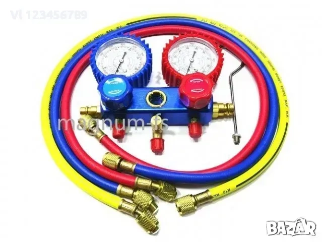 Манометричен блок, двоен, за климатици - MN, снимка 1