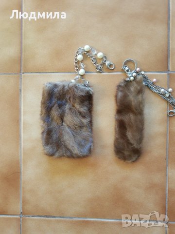 Калъф телефон и украшение чанта,естествен косъм,Цена за комплект