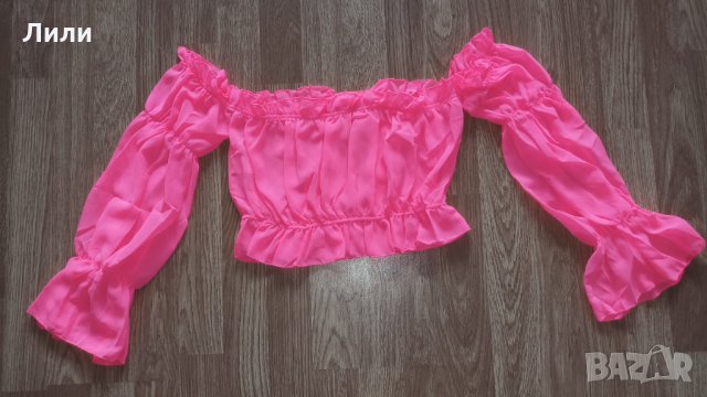 Дамско шифонено бюстие с ръкави, снимка 3 - Корсети, бюстиета, топове - 33260954