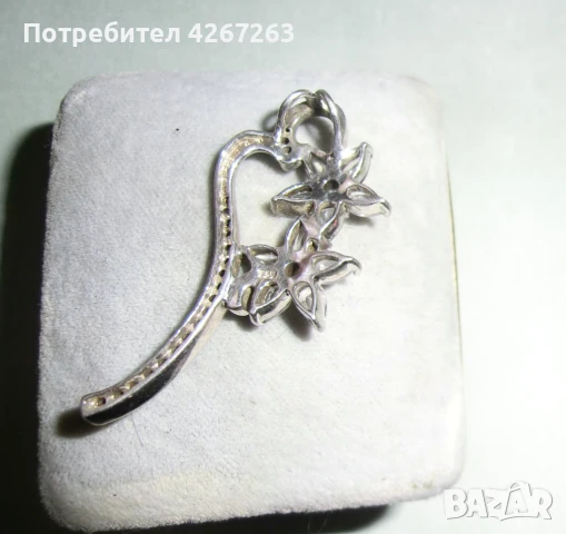 Голяма сребърна висулка с циркони, снимка 9 - Колиета, медальони, синджири - 50819226
