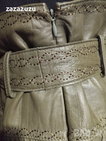 ЗА ЦЕНИТЕЛИ Естествена кожа, бохо стил, цвят зелен, снимка 5 - Поли - 38183948