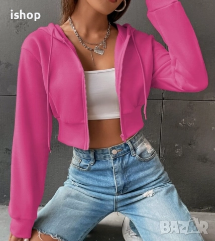 Къс Дамски Суичър, снимка 3 - Суичъри - 51858949