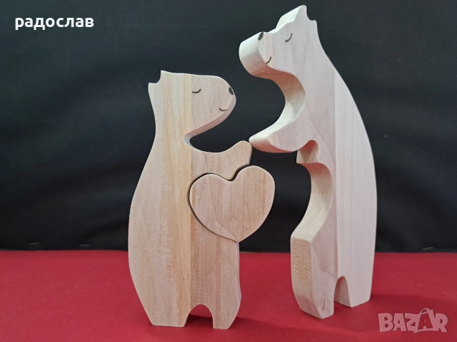 дървени мечета ръчна изработка, снимка 2 - Декорация за дома - 53455516