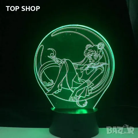 3D лампа с дистанционно Sailor Moon, снимка 2 - Лампи за стена - 48474625