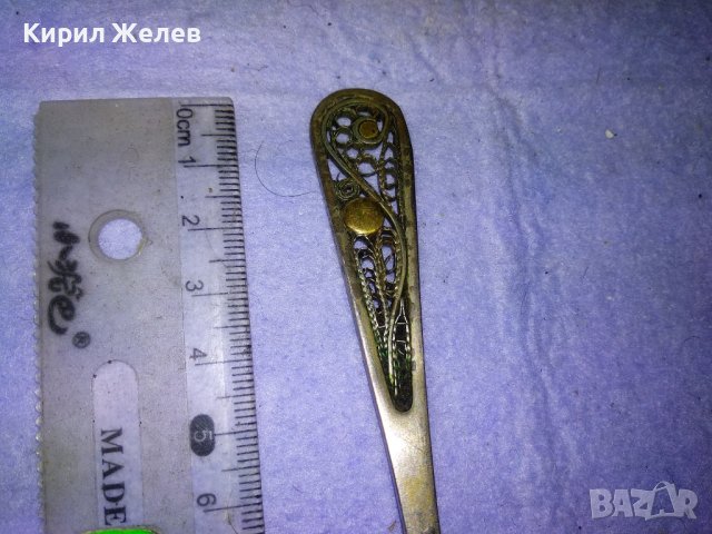 СТАРИННА РУСКА БРОНЗОВА ДЕБЕЛО ПОСРЕБРЕНА ЛЪЖИЦА МНЦ с ФИЛИГРАННА ОРНАМЕНТИКА РЪЧНА ИЗРАБОТКА 42124, снимка 9 - Колекции - 43806687