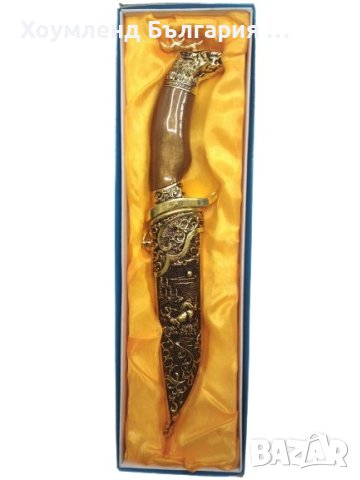 Сувенирен гравиран нож кинжал с дръжка елен и кубур, снимка 5 - Ножове - 43869180