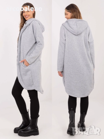 Дамски дълъг преходен суичър с качулка и цип Tina, 5цвята , снимка 17 - Суичъри - 52930321