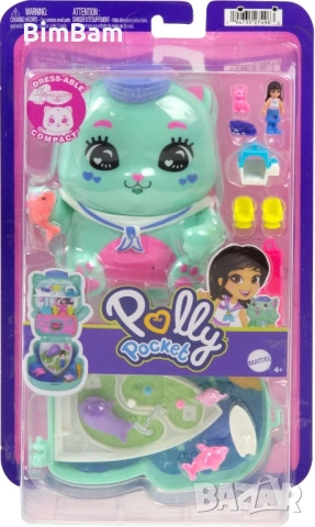 Игрален комплект Polly Pocket с аксесоари в чантичка - Коте моряк