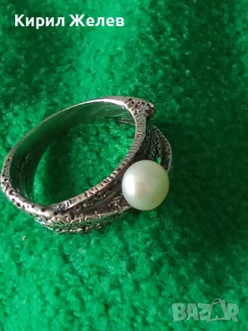 РАЗКОШЕН ПЕРЛЕН СРЕБЪРЕН ПРЪСТЕН РОДИРАНО СРЕБРО 925 с ИНКРУСТИРАНА БЯЛА НАТУРАЛНА ПЕРЛА 50163, снимка 16 - Пръстени - 50337117