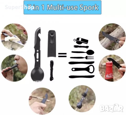 Комплект инструменти за оцеляване - трион свирка компас фенер куфар нож, снимка 4 - Екипировка - 39287383