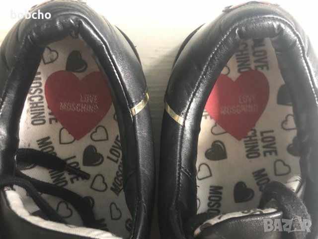 Love Moschino Logo Plaque Embellished Lace-up Sneakers Black Size uk 8 eu 41, снимка 9 - Маратонки - 40032560