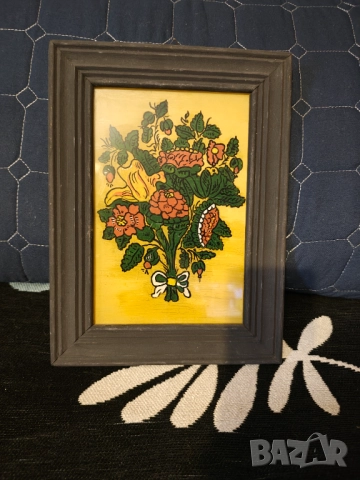 Картина върху стъкло дървена рамка 