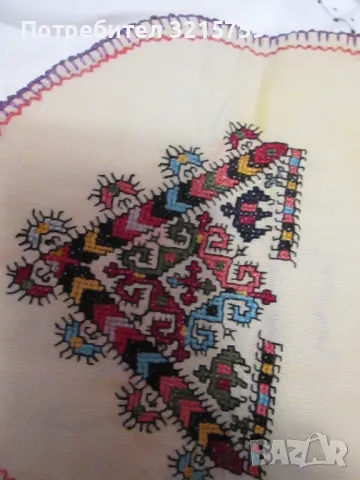 19век ръчна бродерия, каре, покривка,цигулка,фолк мотиви, снимка 6 - Антикварни и старинни предмети - 49221659