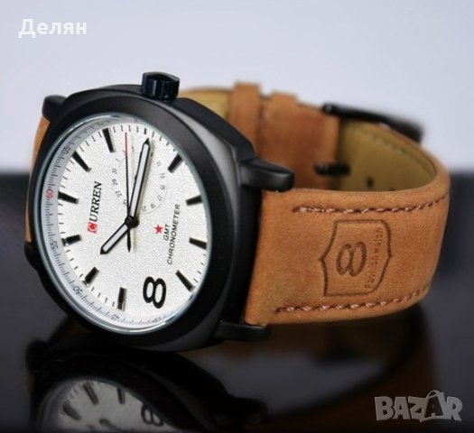 Мъжки часовник с 8-ца, бял и черен, снимка 3 - Мъжки - 17537204