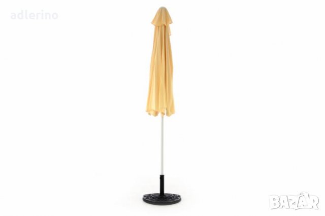 Чадър за тераса и балкон, половин чадър, козирка, комплект с основа и калъф, бежав, снимка 5 - Градински мебели, декорация  - 34154077