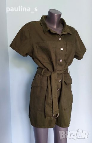 Зелен дънков гащеризон "Denim and Co." / голям размер 