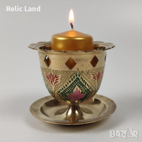 Чашка за свещ от месинг, снимка 1 - Антикварни и старинни предмети - 43896034