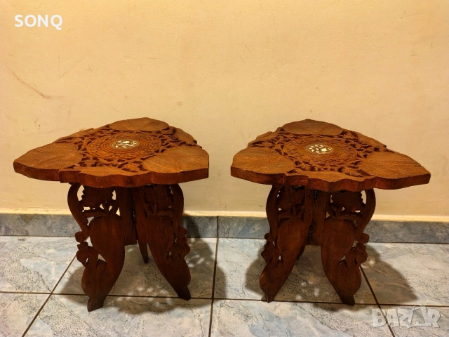 Прекрасни Сгъваеми Помощни Масички Дърворезба