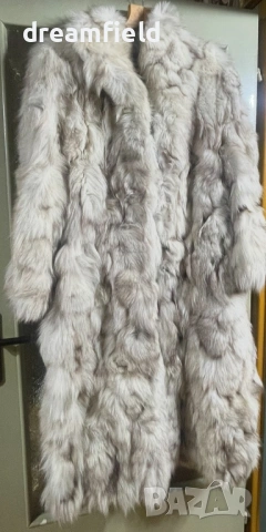 Предпразнична цена- Дълго палто от сребърна лисица