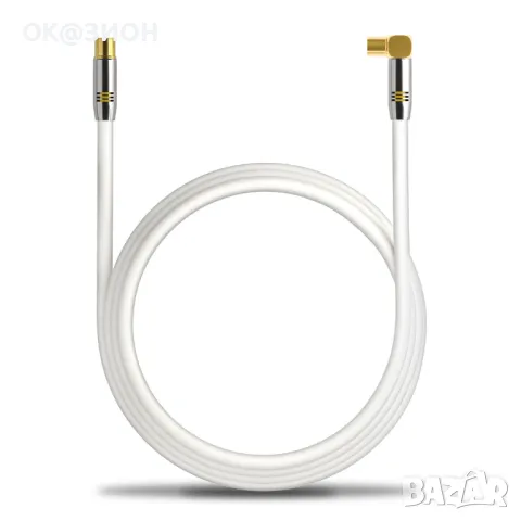 deleyCON 7,5 м (24,61 фута) ТВ антенен кабел Коаксиален кабел Позлатен конектор 1x 90° ъгъл 1x прав , снимка 2 - Приемници и антени - 48977130