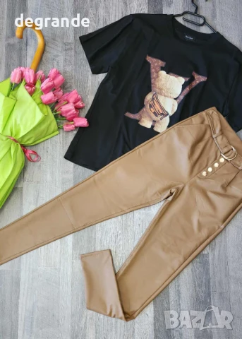 Кожени панталони в Черно Кафяво Зелено , снимка 5 - Панталони - 51389035