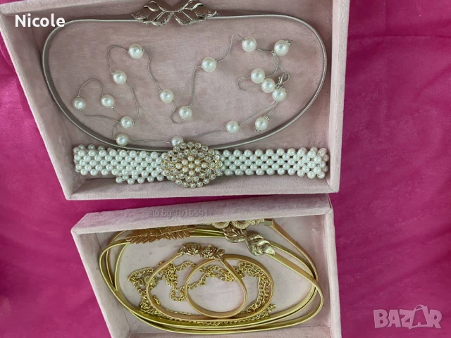 Уникални дамски колани-златни, сребърни, перлени, еластични, с регулиране на закопчаването, снимка 8 - Колани - 50830001