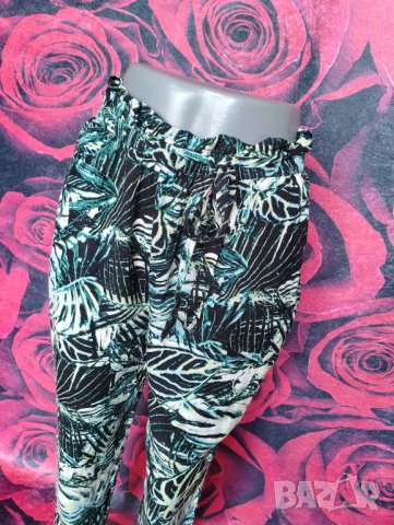 Зелен летен панталон с висока талия и коланче ХЛ, снимка 3 - Къси панталони и бермуди - 37748908