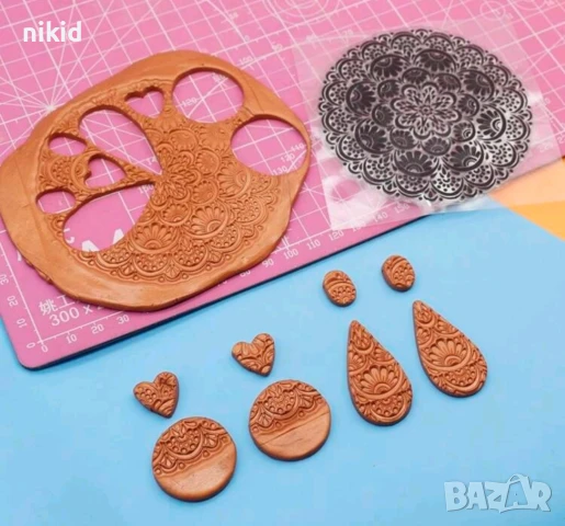 Мандала цвете кръгла дантела силиконов гумен печат декор украса бисквитки фондан Scrapbooking, снимка 2 - Други - 50824684