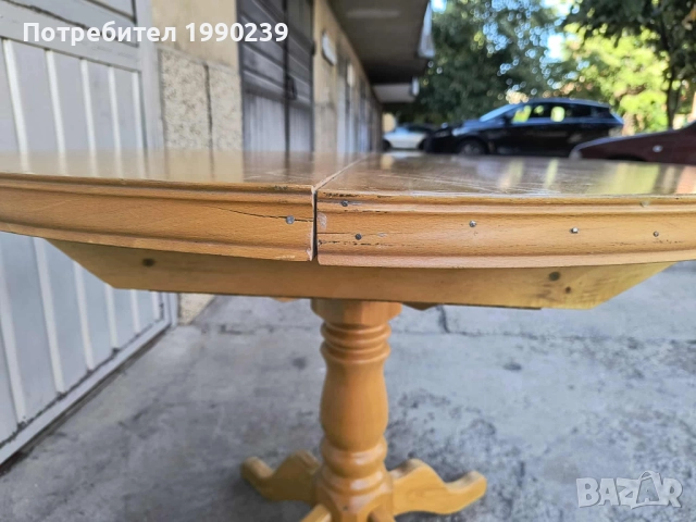 Кухненска маса разтегателна с диаметър 101 см. – масив, снимка 11 - Маси - 51537398