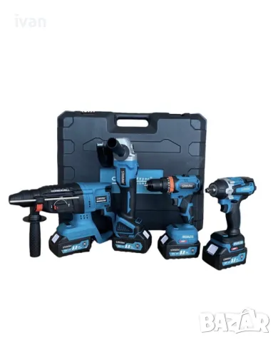 Комплект Немски акумулаторни перфоратор ъглошлайф гайковерт винтоверт , снимка 2 - Други инструменти - 47550897