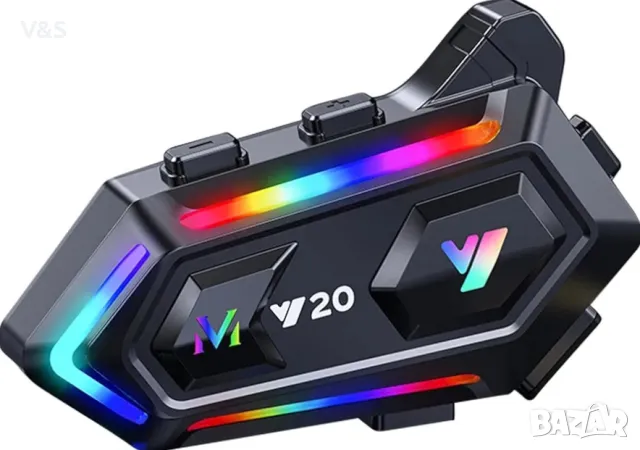 Bluetooth слушалка за мотоциклетна каска Y20 с HiFi стерео звук, намаляване на шума, 1000mAh батерия, снимка 1