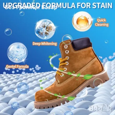 Нов Почистващ комплект за велур обувки 180мл с четка и кърпа за чистене, снимка 5 - Други стоки за дома - 50294758