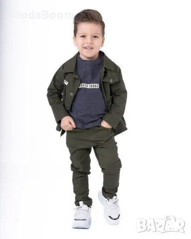Масленозелен комплект от три части за момчета