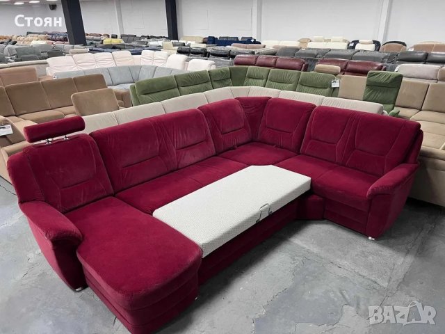 Червен ъглов диван от плат с ф-я сън и ел.лежанка "SC Classic", снимка 3 - Дивани и мека мебел - 39971796