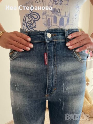 Еластични с висока талия страхотни изчистени дънки Dsquared2 , снимка 11 - Дънки - 33022790