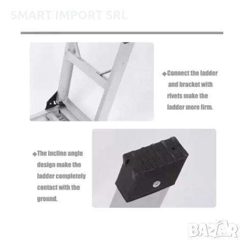 Индустриална сгъваема алуминиева стълба KMH0604, 38 см, снимка 3 - Железария - 52005983