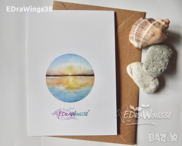 Картичка "Залез", снимка 3 - Арт сувенири - 28227584