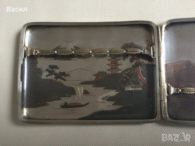 Сребърна Японска табакера, снимка 5 - Табакери - 43424562