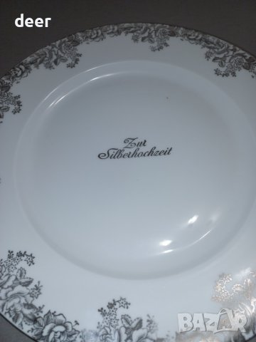 Порцеланово плато със сребърни  орнаменти , снимка 4 - Чинии - 43502352