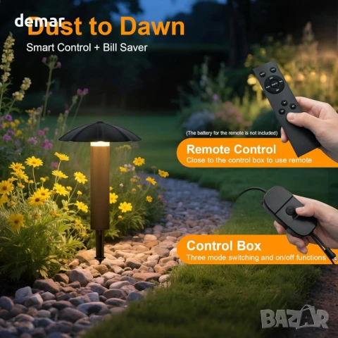 Градински осветителни тела ALYFC за открито Комплект от 8 дистанционно, снимка 5 - Външни лампи - 51156543