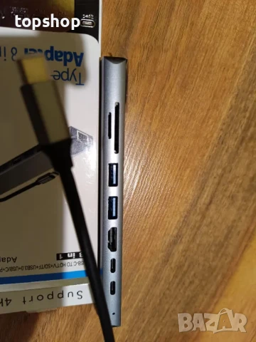 НОВ хъб PETFON 8 в 1 USB-C Докинг станция Адаптер с 4K + 2К ( 3840 х 2160 ) 30 HZ, снимка 3 - Кабели и адаптери - 50552218