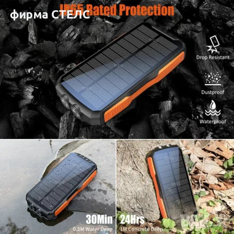 Преносима батерия STELS SolarPro 16K, PowerBank 16000mAh, соларен панел, LED фенер, снимка 13 - Външни батерии - 50564091